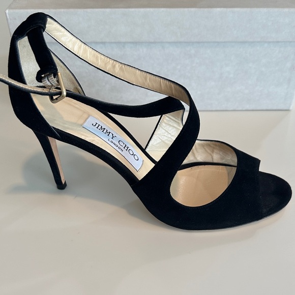 Jimmy Choo Black Suede Heels- Size 38.5 - Picture 1 of 4
